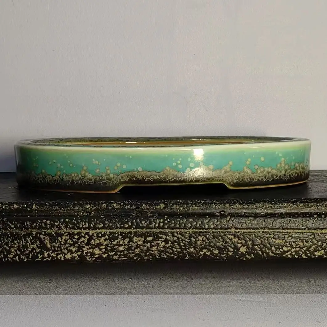 

Высококачественный мини-горшок для бонсай с овальной глазурью