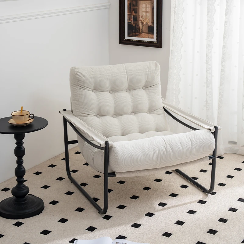 

Nordic Luxury Modern Metal Armchair Sofa Side Leisure Living Room Bedroom Lazy Single Velvet Lounge Accent Creative Design