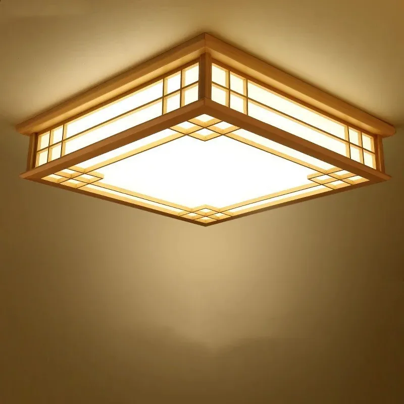 Japanese style Delicate Crafts Wooden Frame Ceiling Light led ceiling lights luminarias para sala dimming led ceiling lamp