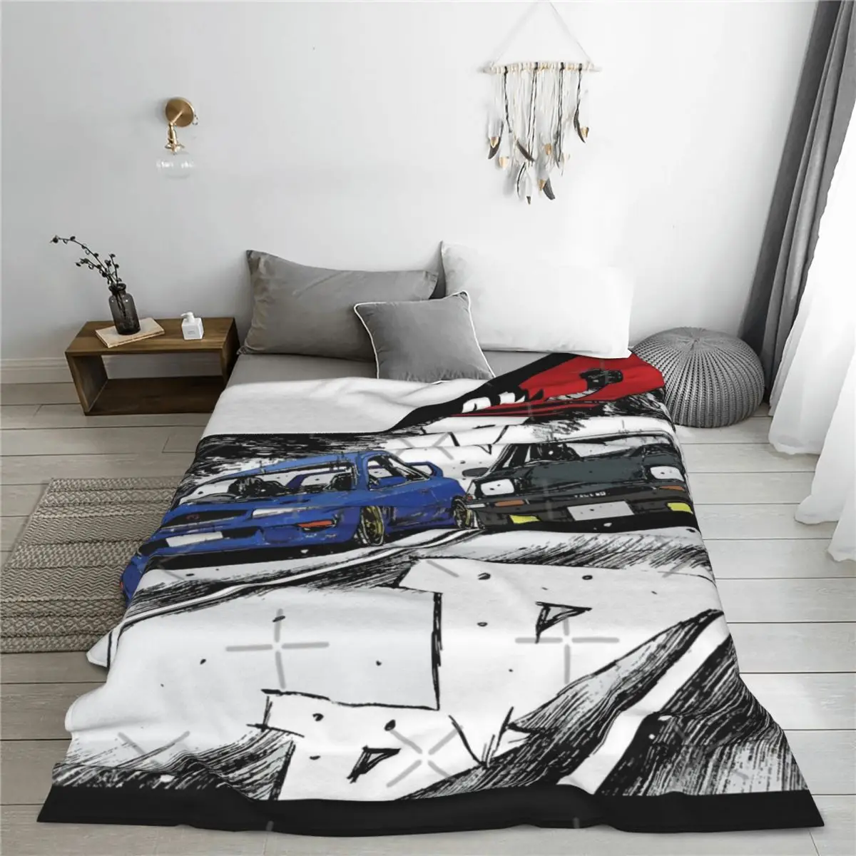 Initial D - Mountain Drift Racing Tandem Takumi Fujiwara AE86 Vs Bunta Blanket Bedspread On The Bed Soft Sofa Cover Uni For Bed