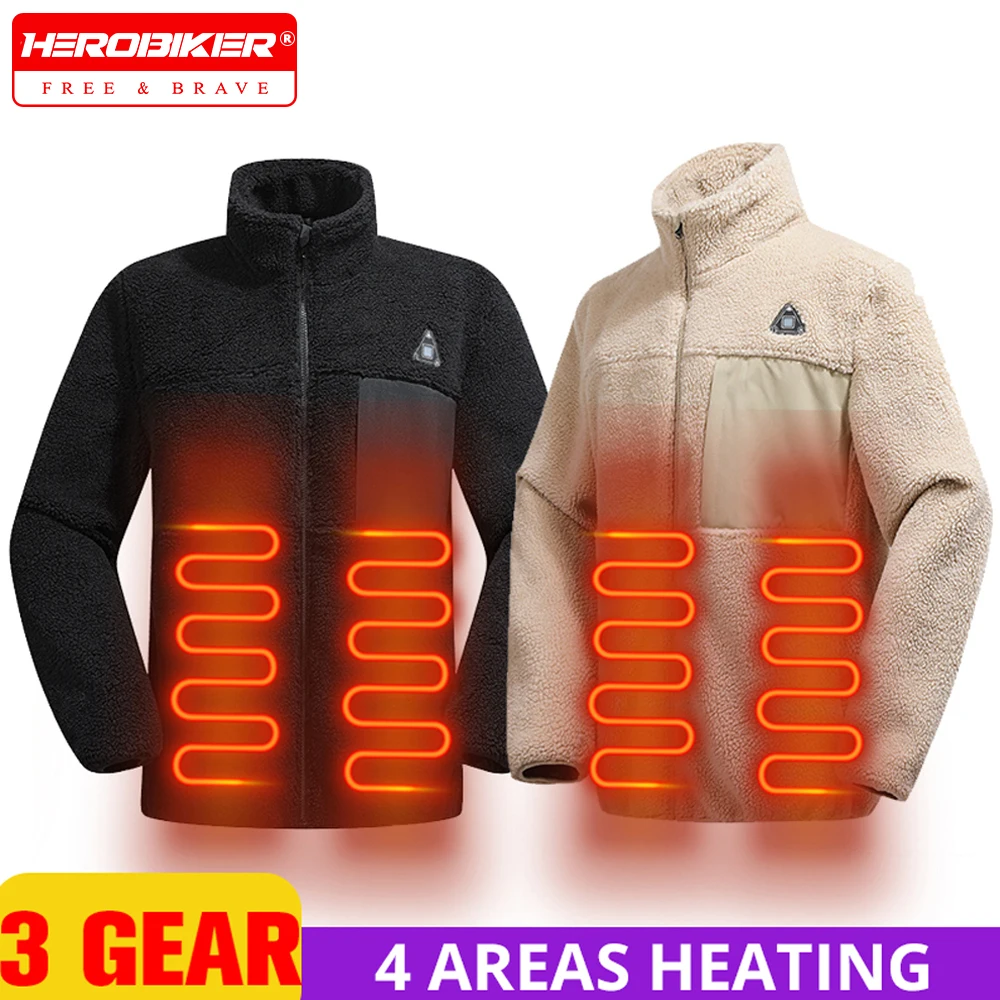 

Куртка с электрическим подогревом, женская зимняя флисовая куртка из шерпа на молнии с электрическим подогревом, пальто, свободная верхняя одежда, зимние лыжные зимние флисовые пальто