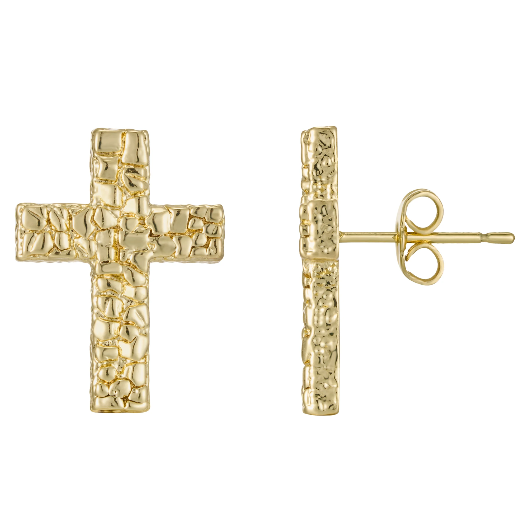 

14K Gold Plated Hip Hop Cross Earrings Irregular Geometric Nugget Design Men's Jewelry for Women Gift USA Street Rock Style