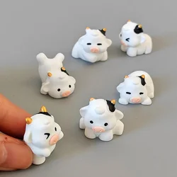 6 pcs Luminous Cartoon Cow Resin Animal Figurine, Glow in the Dark, DIY Fairy Garden Accessories, Room Decor, Miniature