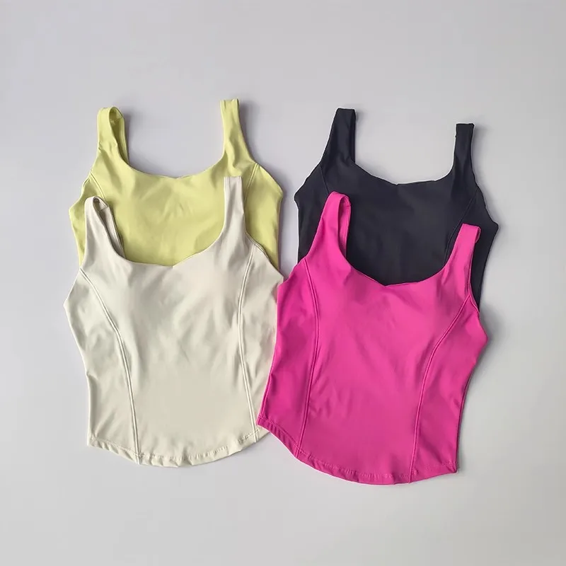 Summer Women's Sleeveless Sports Vest Ruched Slim-fit Quick-Dry Sports Bra Yoga Top Fitness Vest Running Shirt Tank Top