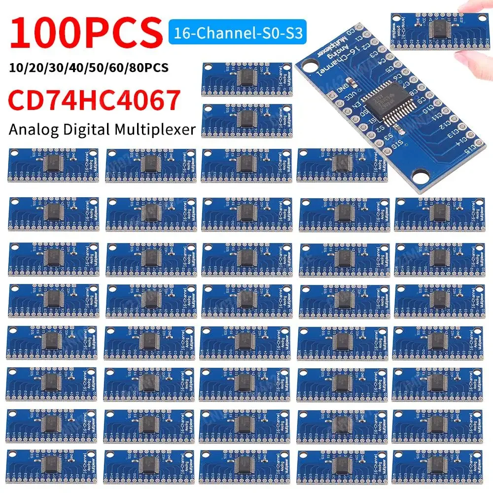 100PCS-5 CD74HC4067 Analog Digital MUX Breakout Board CMOS Analog Digital Multiplexer Board Precise 16-Channel for Electronics