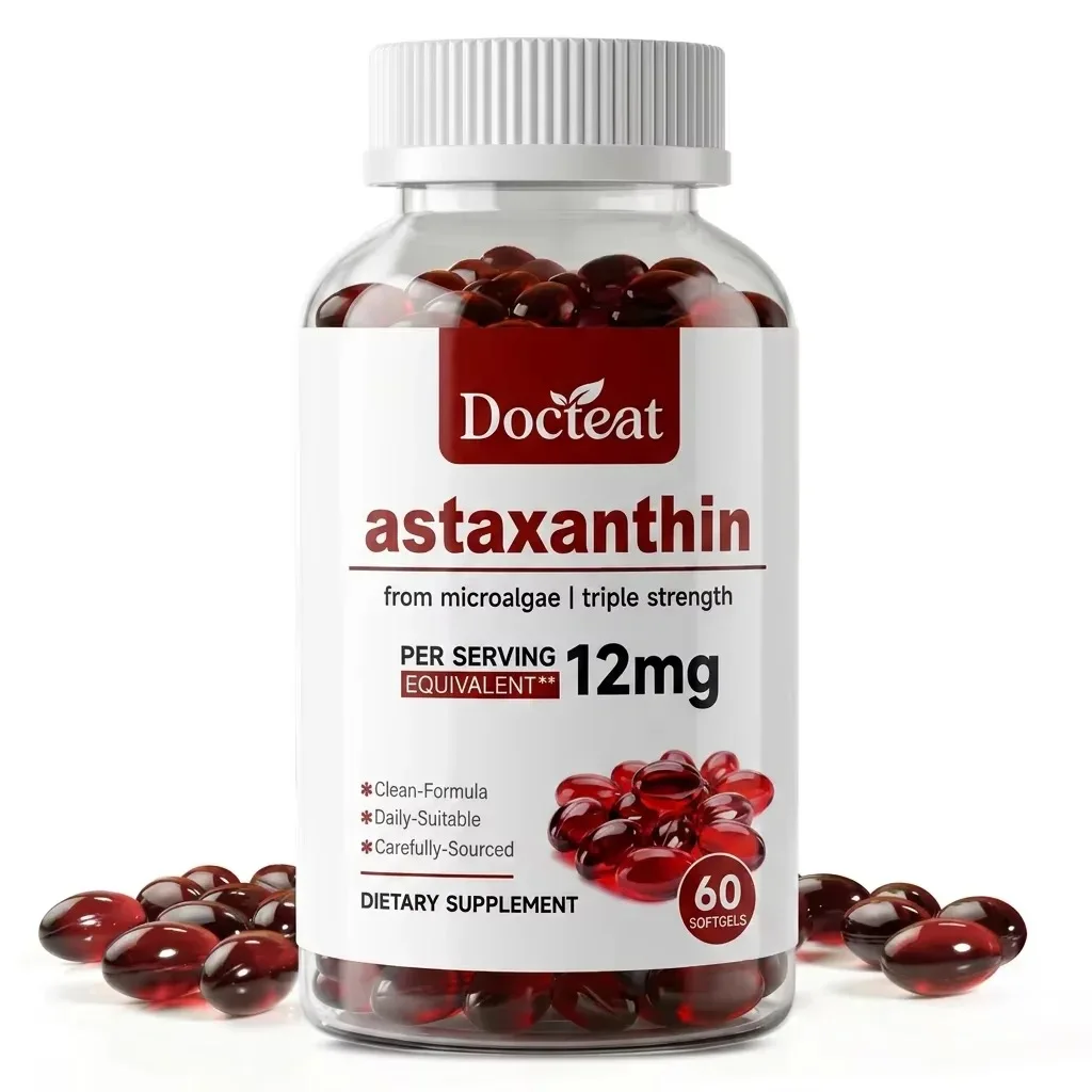 Astaxanthin Capsules Triple Strength Antioxidant Supplement for Anti-Aging, Eye Strain Relief Brain Heart Health from Microalgae