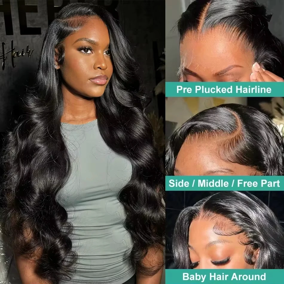 250% Density Body Wave Human Hair Wigs 13X4 Lace Front Human Hair Wig Pre Plucked Bleached Knots Wigs Human Hair image 5