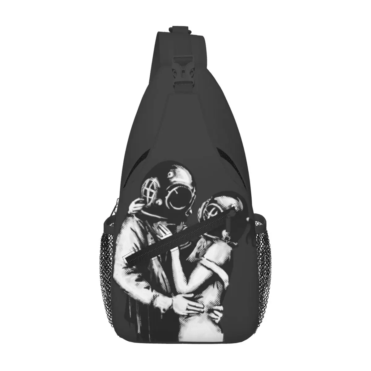 Banksy Graffiti Love Chest Bag Men Sling Crossbody Backpack Chest Bag Traveling Hiking Daypack Shoulder Bag