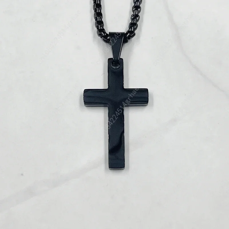 Simple Classic Fashion Double Sided Cross Antique Silver gold black Color Pendant Girl Necklaces Jewelry For Women