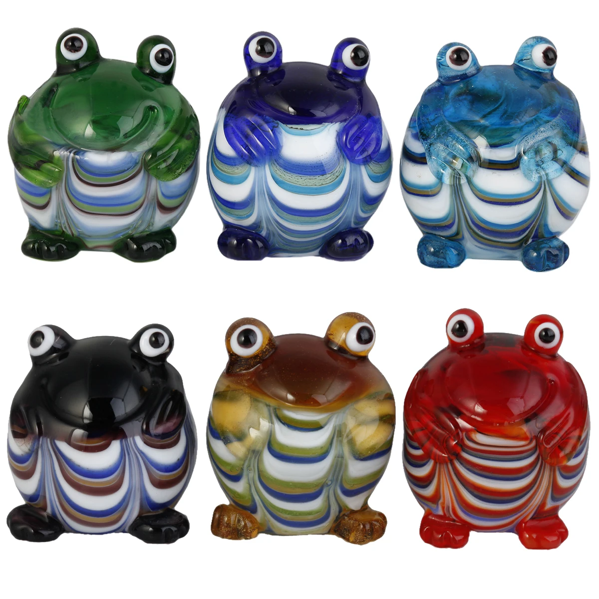 Mini Cute Frog Glass Animal Statue For Desktop Ornaments Home Decoration Random Color