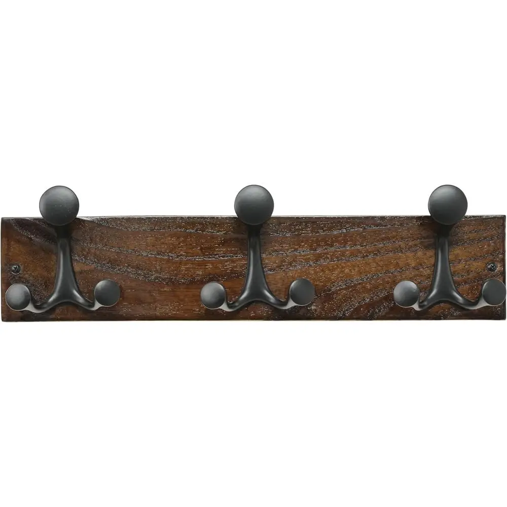 

17-дюймовая настенная вешалка для одежды из орехового дерева с 3 крючками для дома, школы и хранения принадлежностей для животных