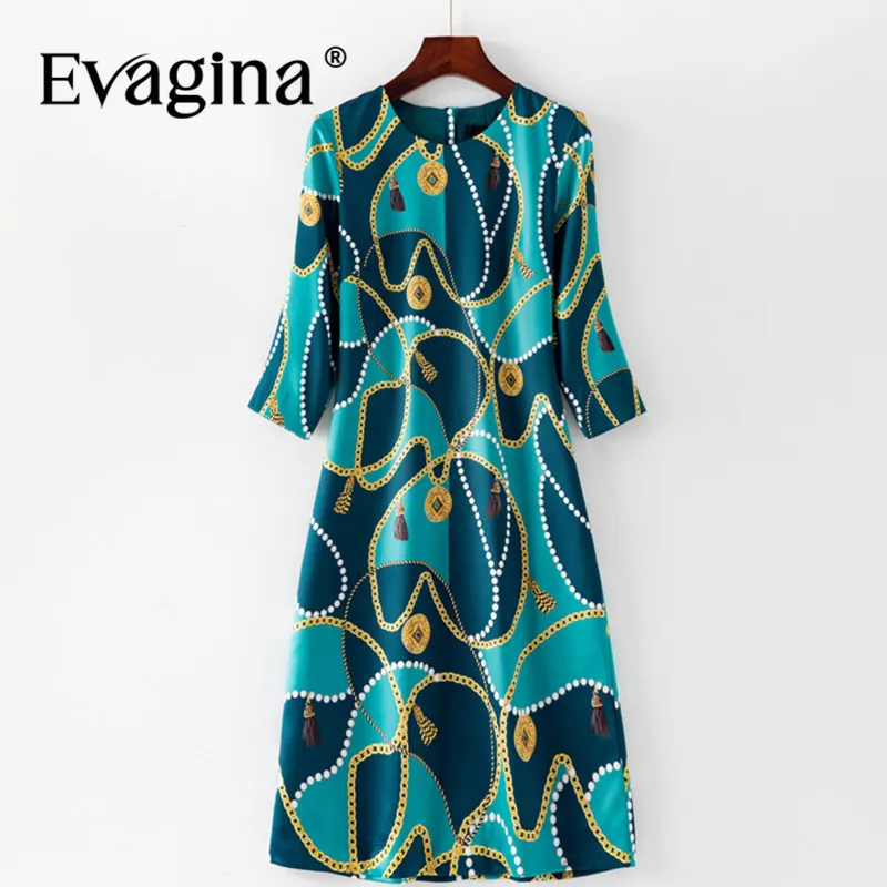 

Evagina Fashion Design Spring Summer Women's Dress Three Quarter Sleeve Print Pretty Slim-Fit Hip Wrap Pencil Dresses