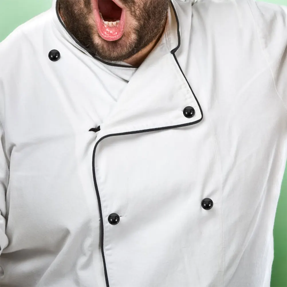 50 Pcs Buttons Chef Uniform Round Sewing Coat Work Clothes Replacement Black Small