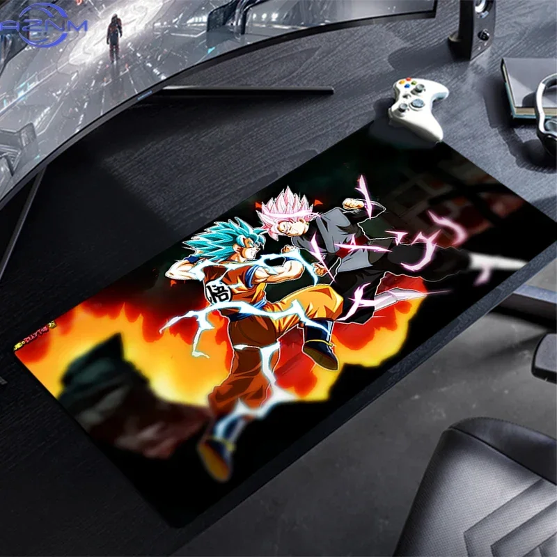 Anime Blue And Pink Saiyan Characters Fire Lightning Fighting Scene Mouse Pad, Rubber Non-Slip Base, Smooth Surface for Gaming D