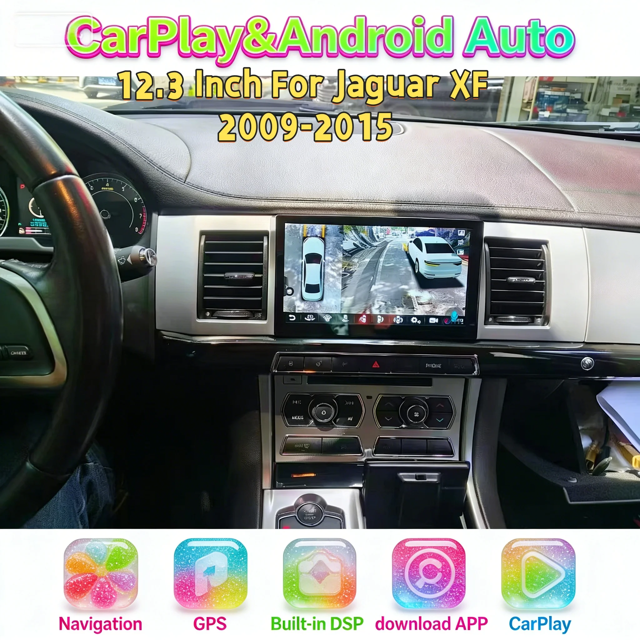 Estéreo Multimedia Inalámbrico de 9 Pulgadas con CarPlay y Bluetooth para Jaguar XF 2009-2015, Unidad Principal Estéreo Android, GPS para Automóvil, Navegador, Radio, Wifi 4G