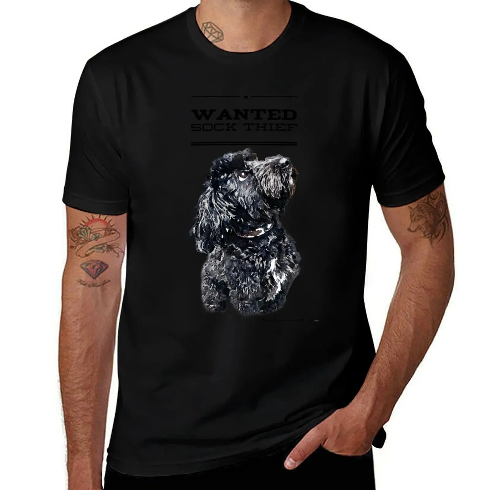Cockapoo / Doodle Dog Sock Thief T-Shirt Fashion Casual Short Sleeve T-Shirt