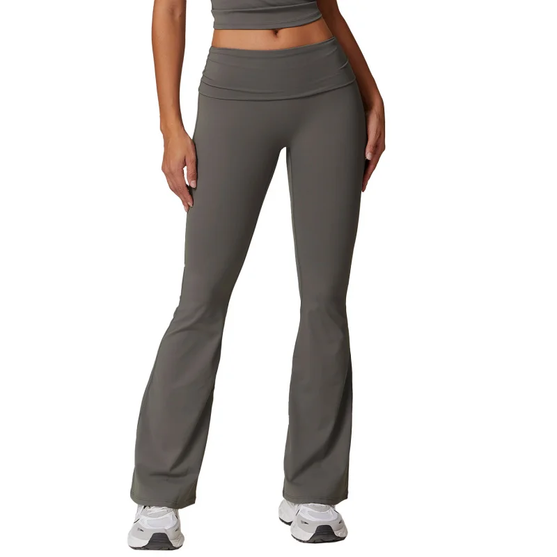 ZC-High Waist Hip Lift Yoga Pants Casual Tight Wide-Leg Bell-Bottoms Sports Fitness Outer Wear Trousers8791