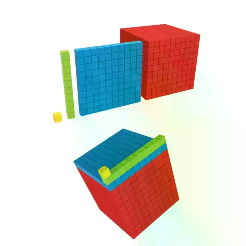 1 Set Kids Math Plaything Ten Hundred Thousand  Complete Kit Math  Plastic Base Toys Counting Cubes Games