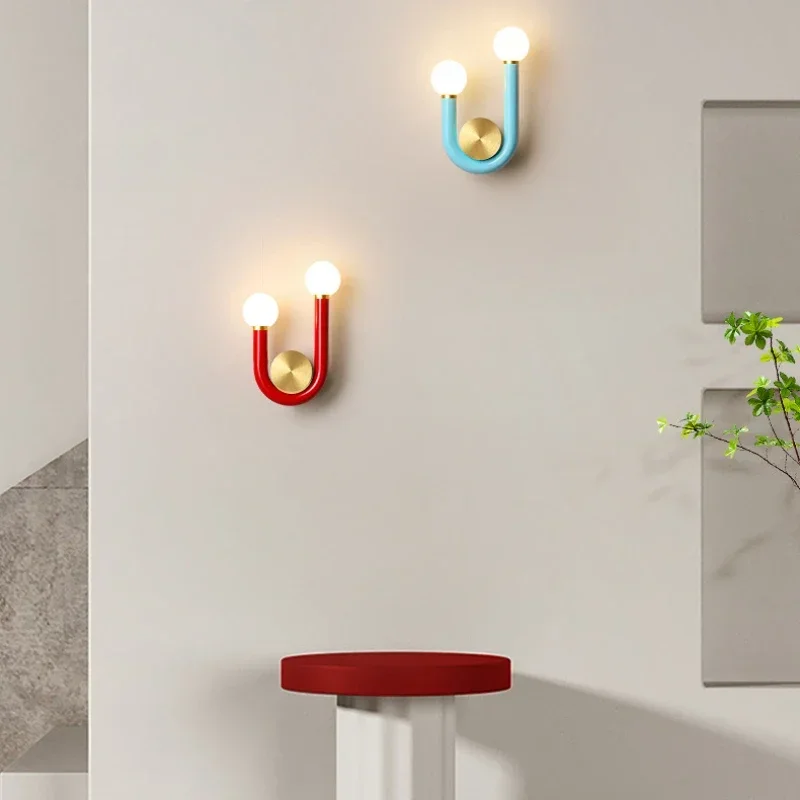 Modern Creative Colorful Wall Lamp U-shaped Bedside Background Night Light LED Lighting Fixtures Living Room Corridor Home Decor