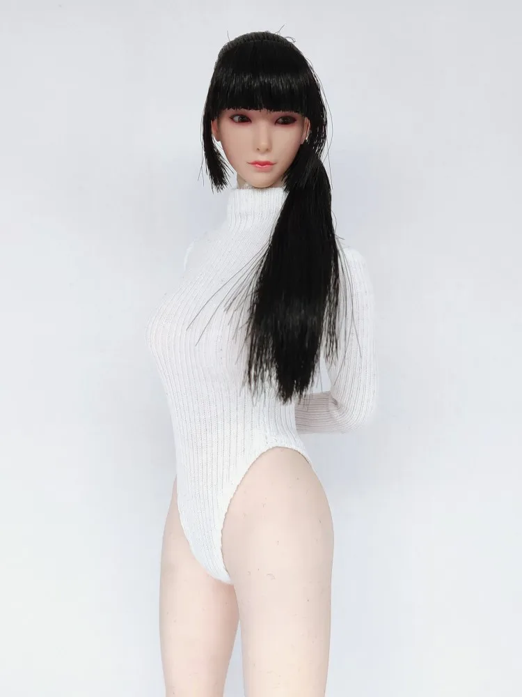 01001 01010 1/6 Female Stylish Open Back Mini Skirt High Crossed Bodysuit Tight Sweater for 12