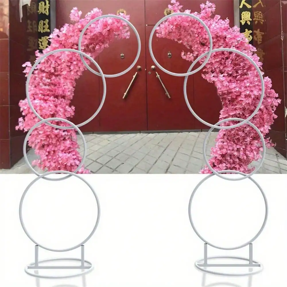 

2pcs Half Moon White Metal Wedding Flower Display Frame Arch Backdrop Stand Deco