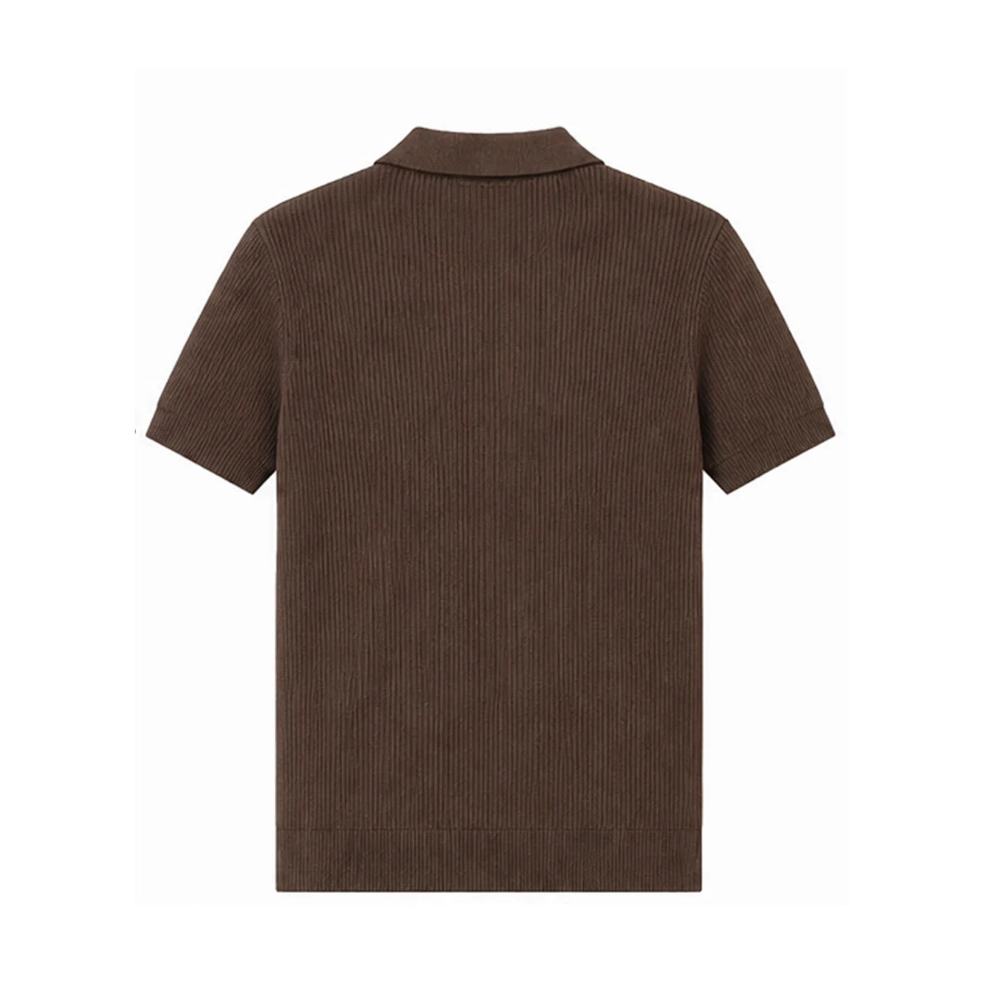 CH Herren Luxus Vertikal Geripptes Strick-Poloshirt Rot Mini-Stickerei Links auf der Brust Regular Fit Urlaub Büro Smart Wear – Detail 4