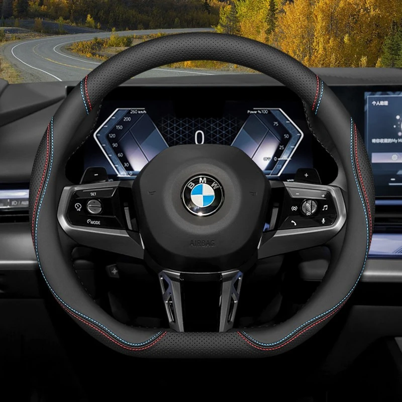 Leather Steering Wheel Cover for BMW M Sport F31 F30 G20 G80 G26 G30 G60 G11 F48 G01 G45 G05 X1 X3 X5 2024 2025 2026 Accessories