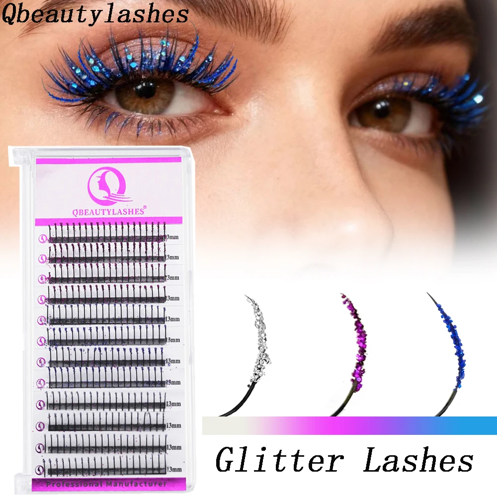 Qbeautylashes グリッタースパイク DIY まつげエクステンション コスプレつけまつげ 個別まつげミックス ソフトまつげ ハロウィン用