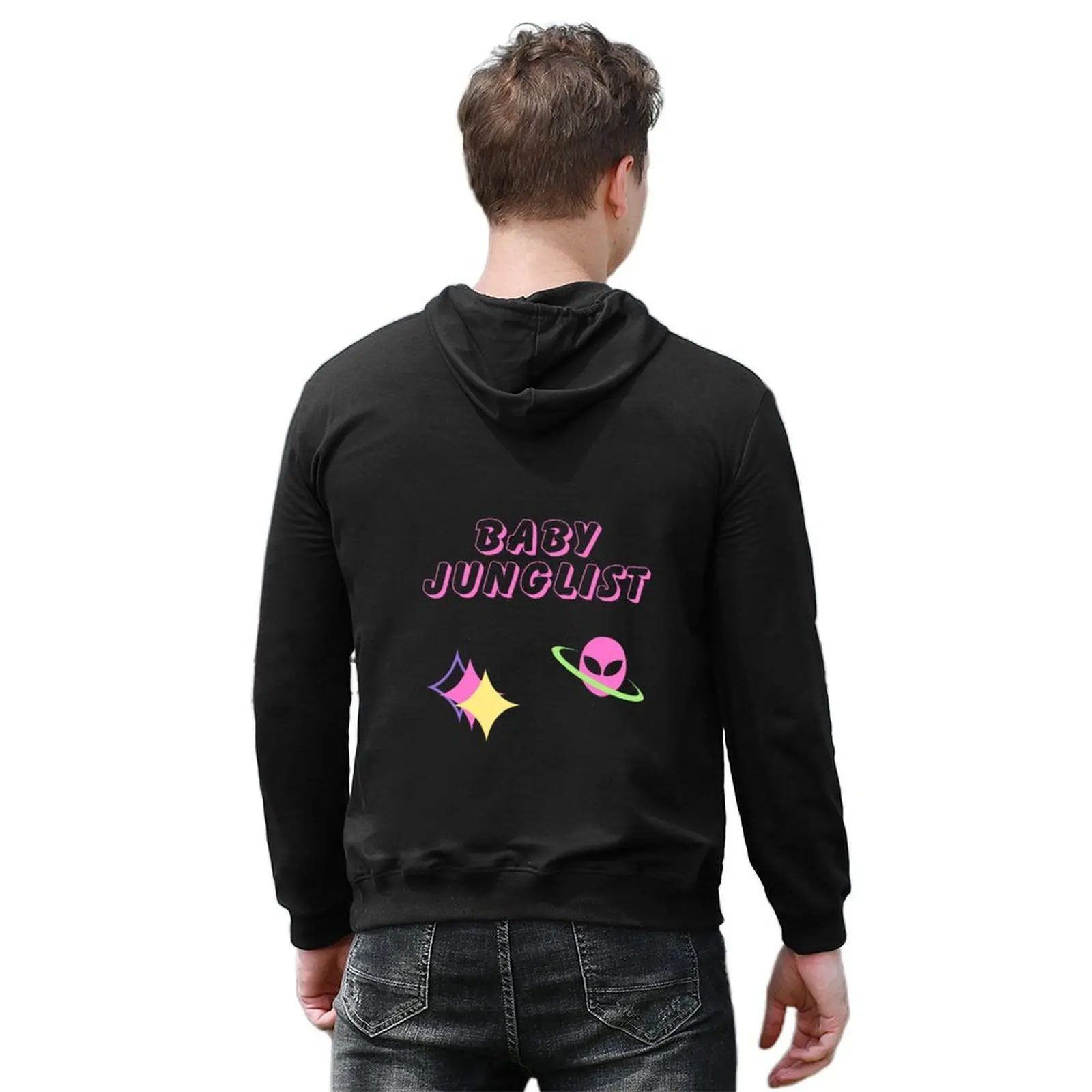Baby Junglist الملونة النجوم و الغريبة هوديي ملابس رجالي ملابس جمالية ملابس الخريف الخريف جديد مقنعين المحملة