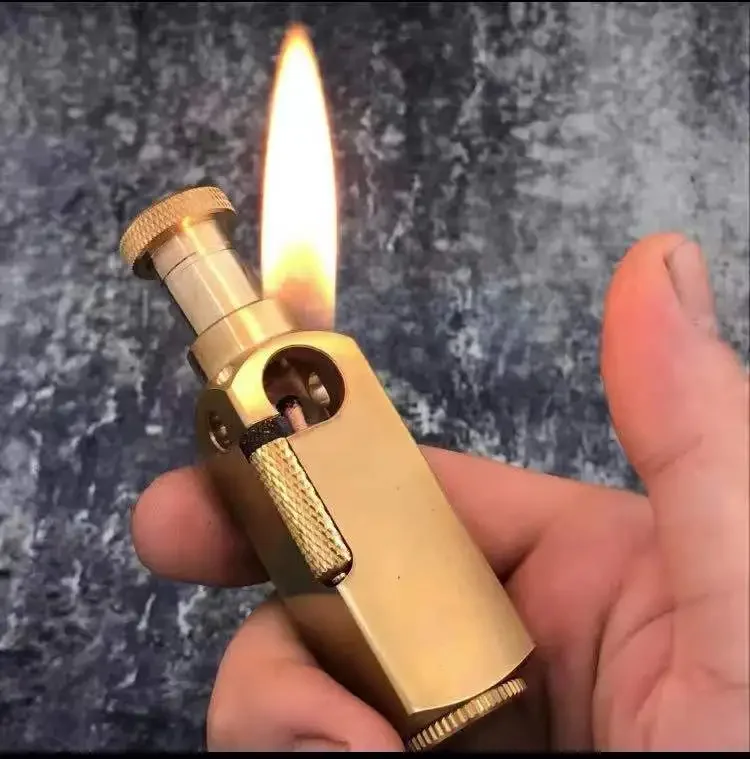 Handmade pure copper engraving kerosene lighter three-sided fire retro collection lighter men's smoking exquisite gift