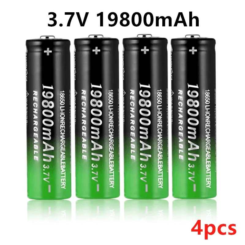 100% Lithium Battery Brand New 18650 3.7V 19800mAh Bag Rechargeable - Battery For Flashlight+USB Charger