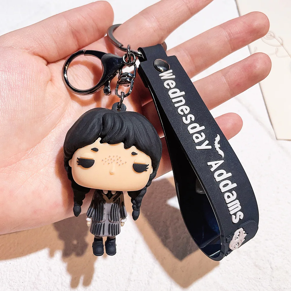 Horror Wednesday Addams Keychain Addams Family Movie Role Model Pendant Keyring cosplay Addams Doll Key chains Gifts New