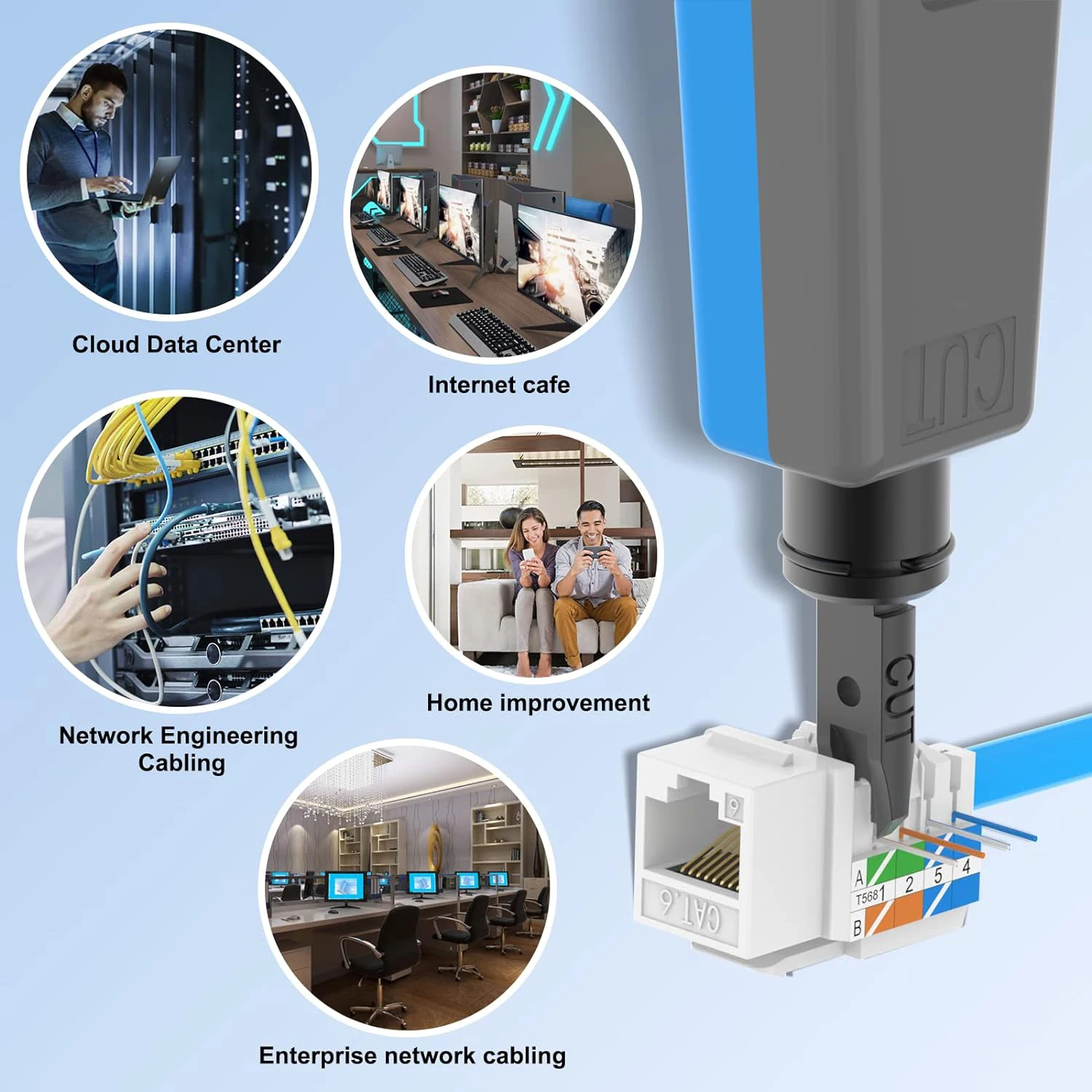 Natalink Punch Down Tool Multi-function Network Cable Wire Tool with 110 and 88 Type Blade Storage Keystone jack Impact Tool