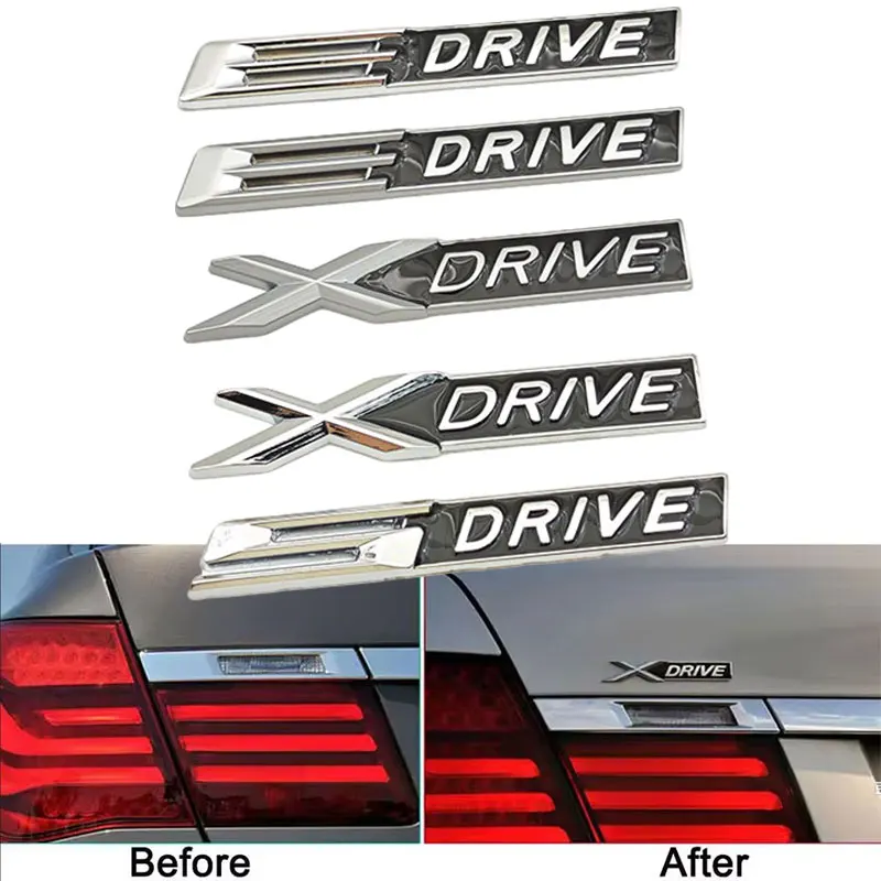

3D Metal Letters XDRIVE SDRIVE EDRIVE Logo Car Rear Trunk Sticker Fender Side Badge for E34 E39 E60 E90 F30 G20 G30 X1 X2 X3 X4