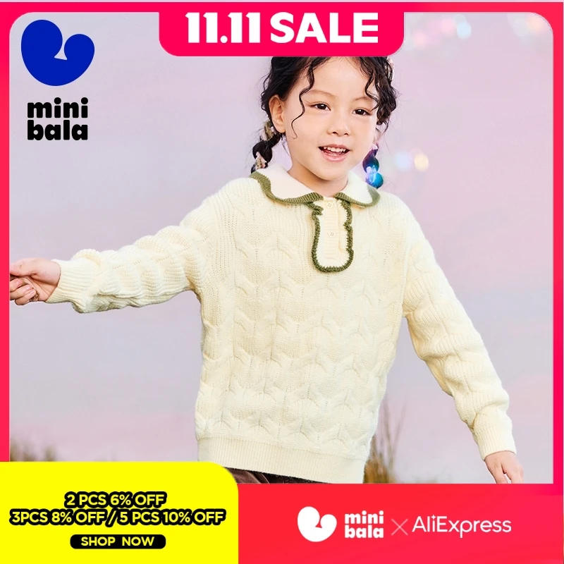 

Вязаный свитер Mini Bala для мальчиков и девочек, новинка 2024, осенне-зимний стиль для детей, семейная одежда для родителей и детей