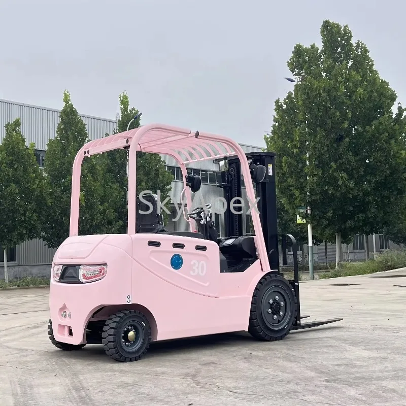 رافعة شوكية ببطارية عالية الجودة 3 طن رافعة شوكية كهربائية باللون الوردي مع بطارية ليثيوم مع دعم ما بعد البيع معتمد من CE