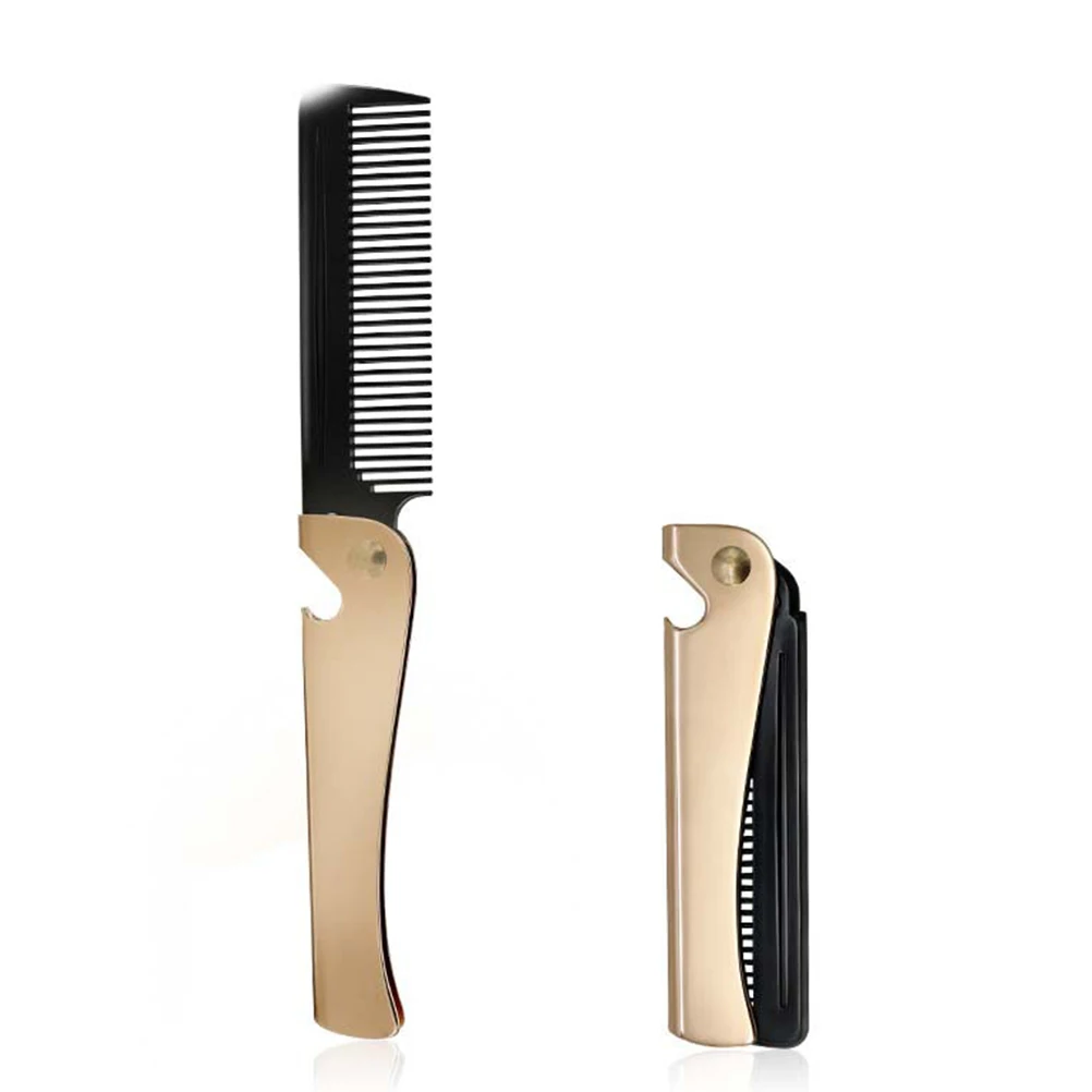 

Golden Folding Comb Men Hair Combs Stainless Steel Anti Static Massage Beard Portable Small Size Travel Pocket