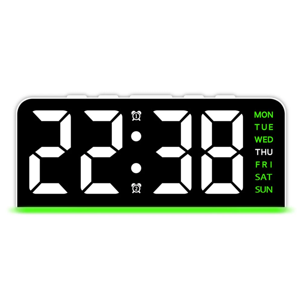 Multi-Function Ambient Light LED Desk Clock With Adjustable Brightness Options Sound Control Night Mode Desk Clock