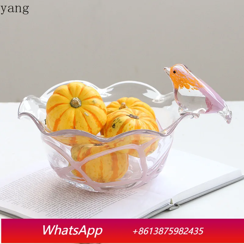 

LMM light luxury wind bird glass colored fruit plate home gift home
