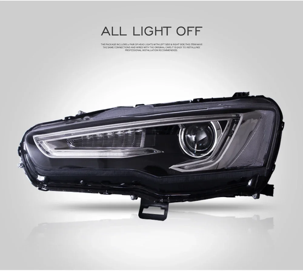 Pair of Car Headlight Assembly For Mitsubishi Lancer 2008-2017 Car Front Light Plug&Play Auto LED Head Lamp System