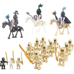 10pcs Skeleton Pirate Soldier Medieval Castle Knight Warriors Building Blocks Strong Orcs Figures Collection Toys Home Ornament