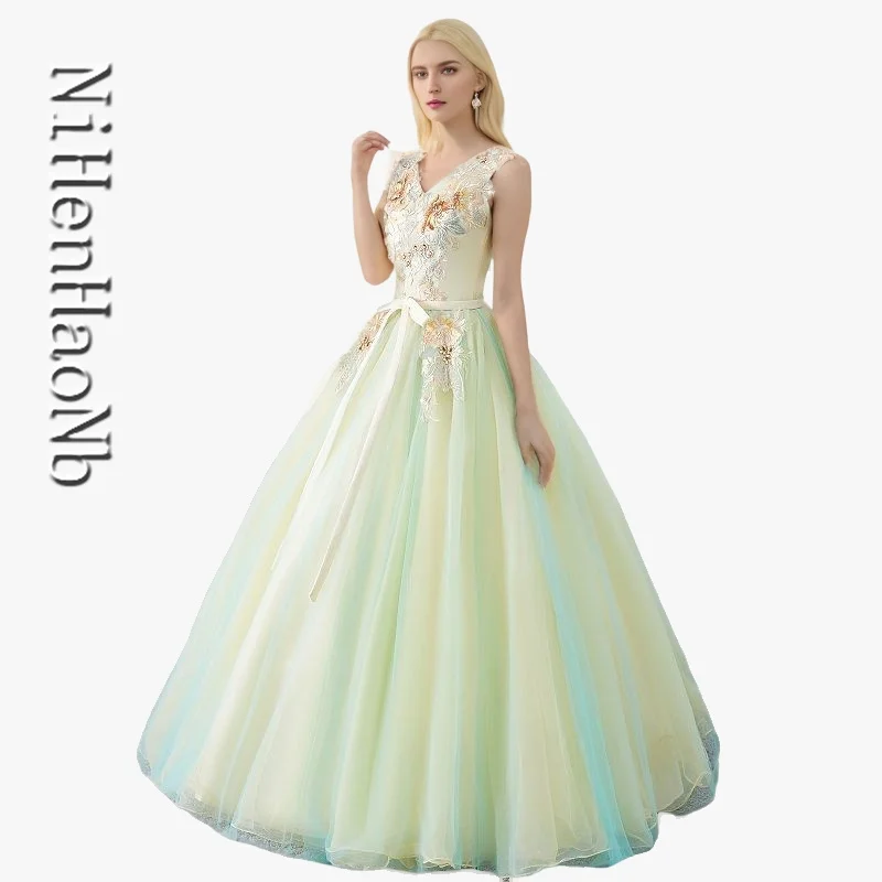 

Elegant Ball Gown Women Quinceanera Dresses Tulle Appliques Prom Birthday Party Gowns Formal Vestido De Noche