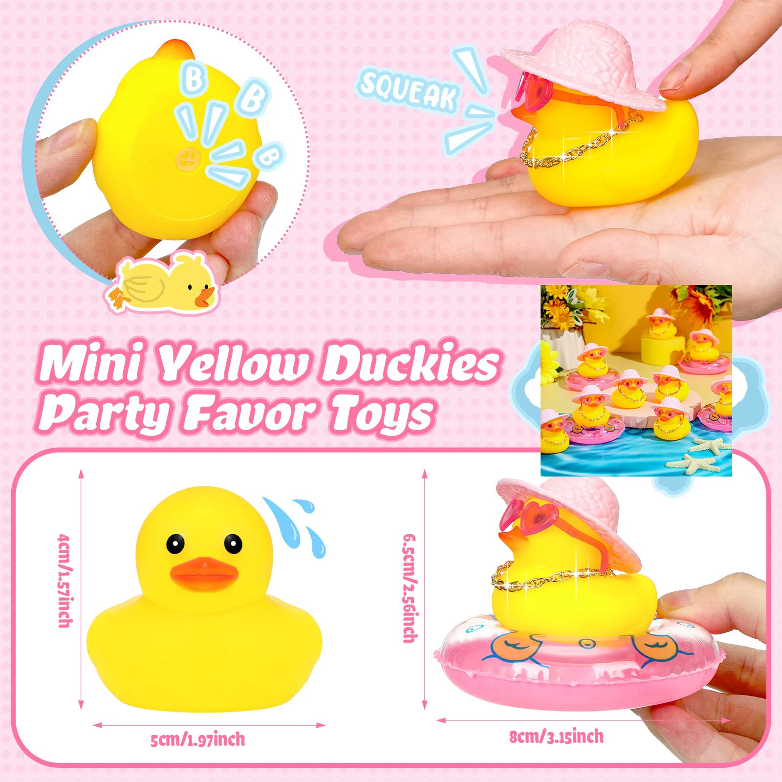 6-60 Set Mini Rubber Ducks Bulk for Kids Children Cute Yellow Duck Toy for Dashboard of Car Bathtub Ornaments