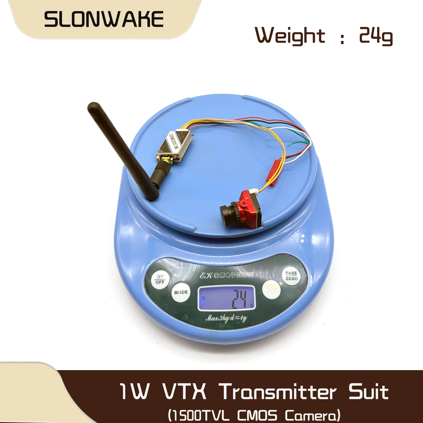 SLONWAKE  5.8G 48CH 1W VTX 100/200/400/1000mW Adjustable Video Transmitter + 1500TVL CMOS FPV Camera 2.1mm Lens for RC Drone view 2