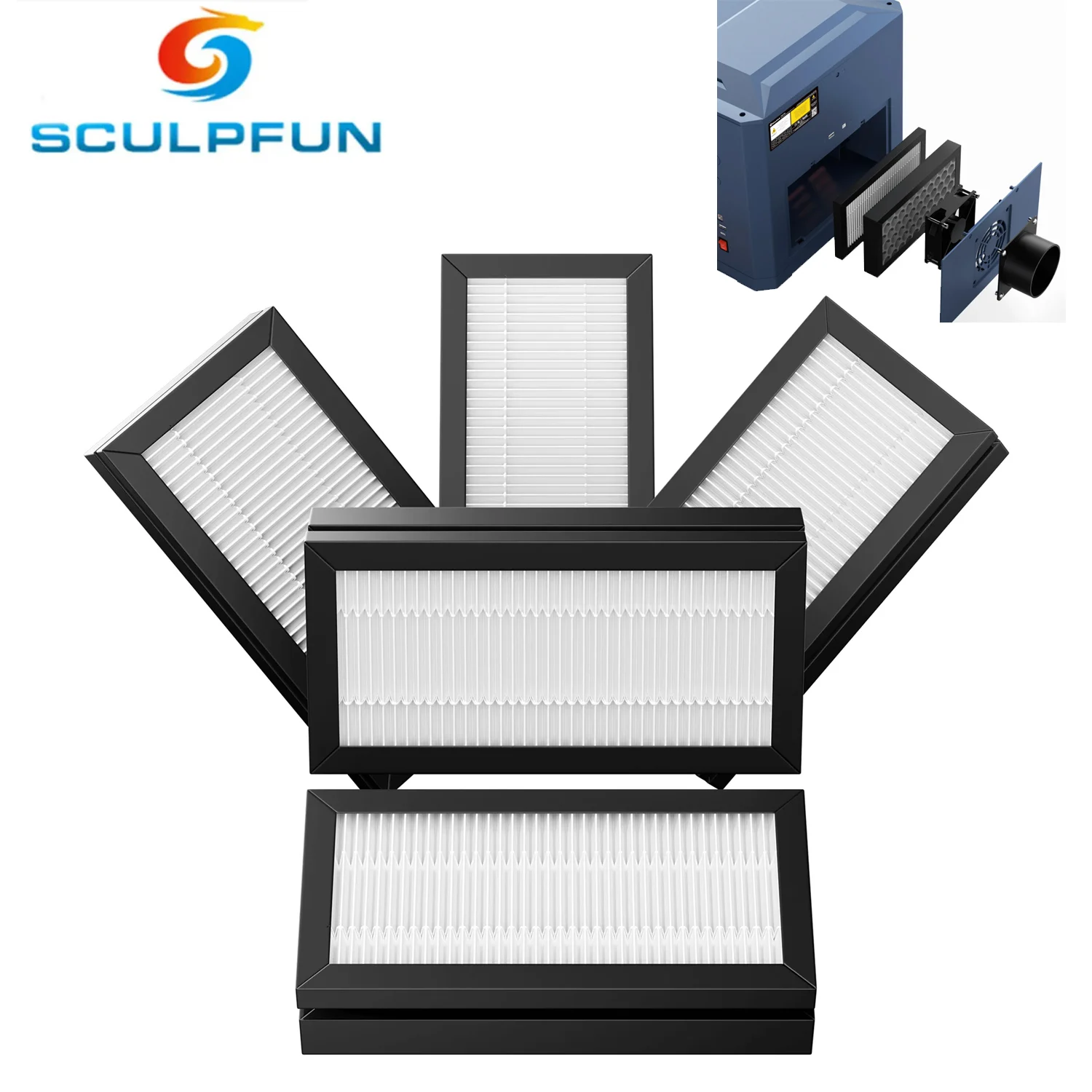 5PCS SCULPFUN iCube Ultra Series Filter Cotton Efficient Filtration with Activated Carbon Easy Installation for iCube 3W/5W/10W