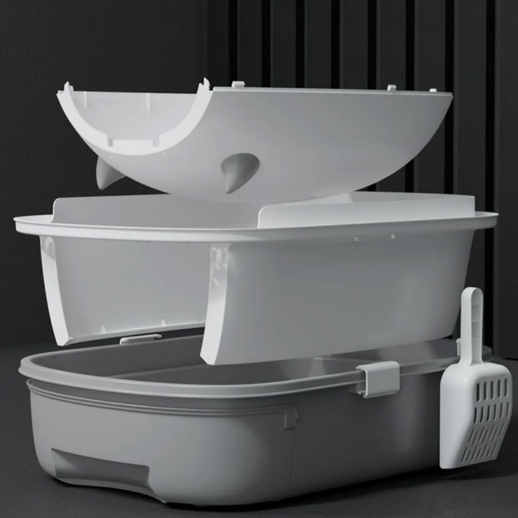 Caja de arena plegable cerrada para gatos y control olores - imagen 4