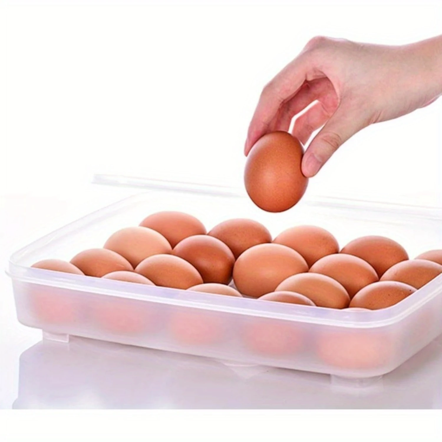 24-Grid Egg  Box, Stackable Plastic Egg Holder with Lid, Refrigerator Egg Tray Dispenser, Uncharged  Organization Tool