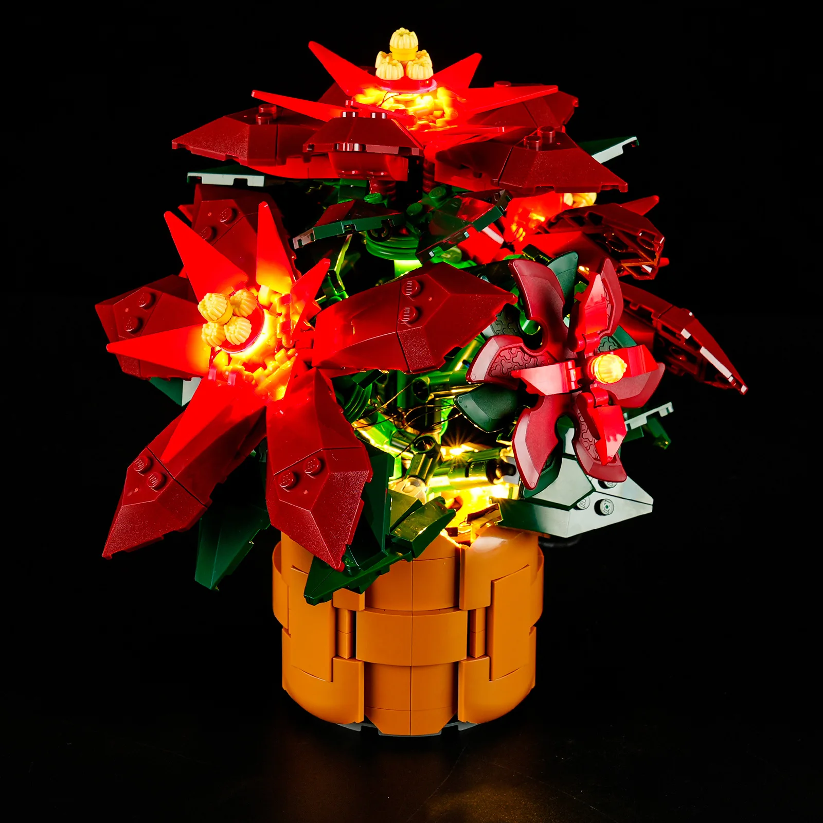 (Only LED Light No Bricks) 10370 Poinsettia Flower Flowerpot Potted Plant Ideas (Not Include Building Blocks Kits Sets Model)