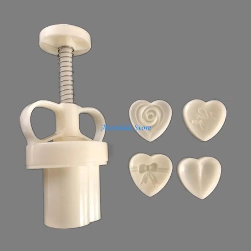 

U2JC Plastic Mooncake Mold 30g Heart Stamp Cookie Cutter Mould DIY Baking Accessories Mid-Autumn Festival Kitchen Gadgets