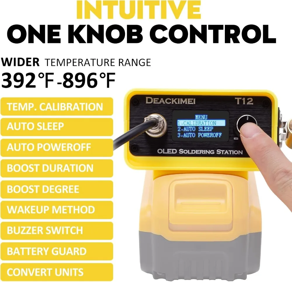Cordless Soldering Iron Station, Adjustable Temperature, Auto Sleep, Low Voltage Protection, Digital Display